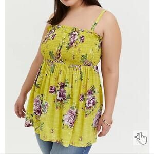 Torrid‎ BABYDOLL CHALLIS SMOCKED CAMI 00 medium